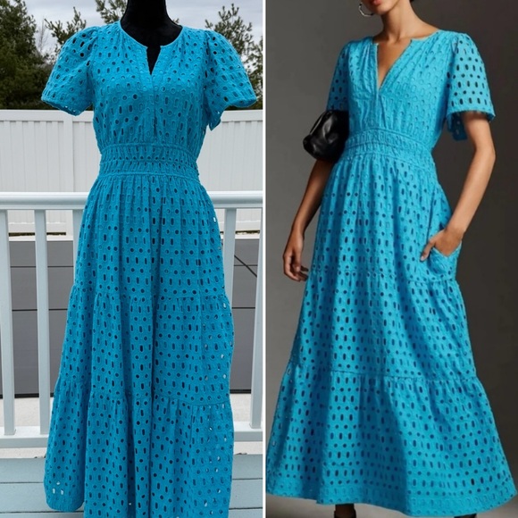 Anthropologie Dresses & Skirts - Anthropologie The Somerset Maxi Dress Eyelet Edition Blue Size Medium